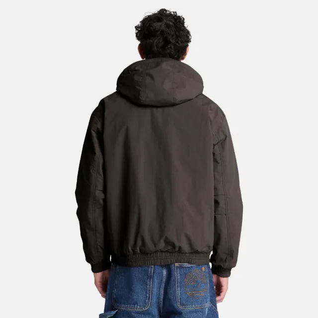 【Timberland】男款灰黑色寬版防水保暖飛行外套(A5SGPCN1)