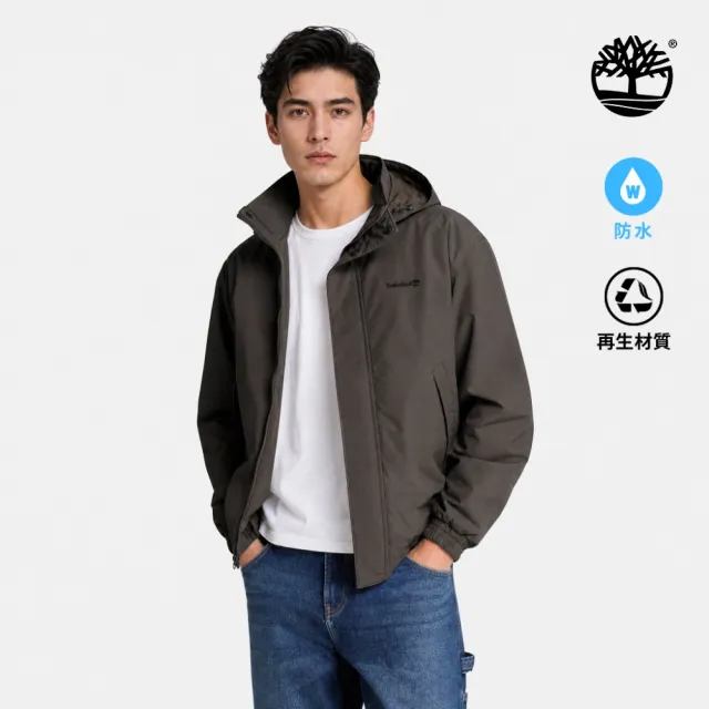 【Timberland】男款灰黑色寬版防水保暖飛行外套(A5SGPCN1)