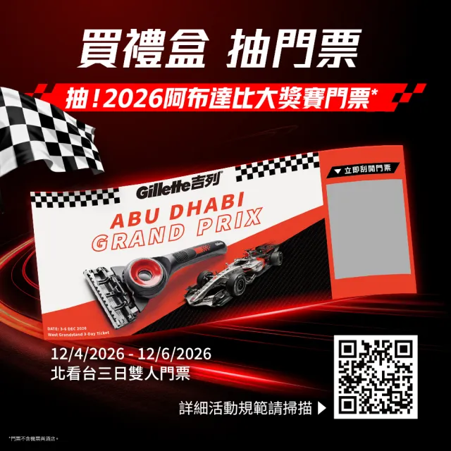 【Gillette 吉列】Audi F1 極光賽車刮鬍刀禮盒 (1刀架4刀頭贈旅行盒、輪胎刀架/限量販售/momo獨家)
