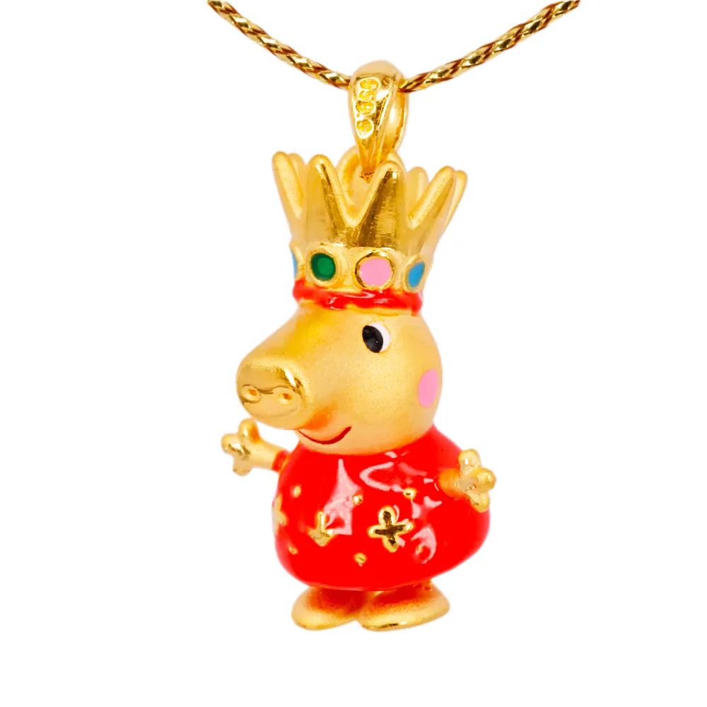 【Peppa Pig 粉紅豬】黃金彌月墜子佩佩公主-0.66錢±0.05錢(晶漾金飾)