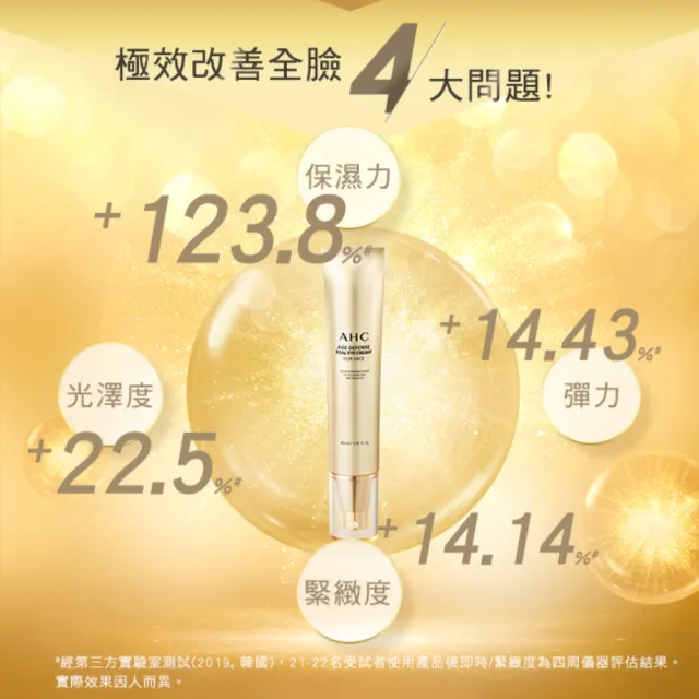 【AHC】黃金逆時超導胜肽緊緻全臉眼霜40ml_2入(女人我最大熱搜/金熨斗眼霜/精修細紋/全臉適用)
