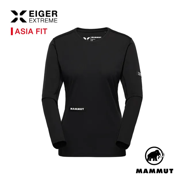 【Mammut 長毛象】Eiger Nordwand FL LS AF W 極限艾格-亞洲版型 長袖排汗衣 黑色 女款 #1016-02340