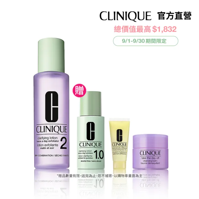 【CLINIQUE 倩碧】三步驟溫和調理亮膚組 (三步驟溫和潔膚水200ml/代謝老廢角質/淨化毛孔)