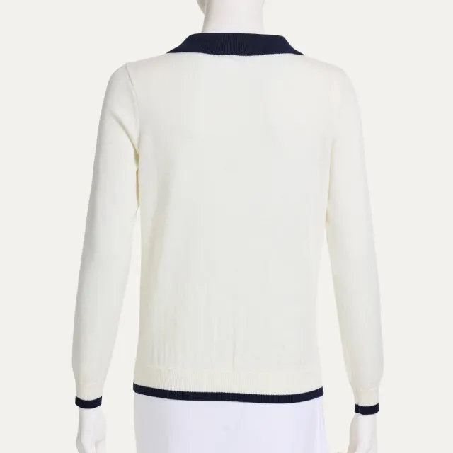 【ILEY 伊蕾】小香風領巾針織衫(白；M-XL；1264175002)