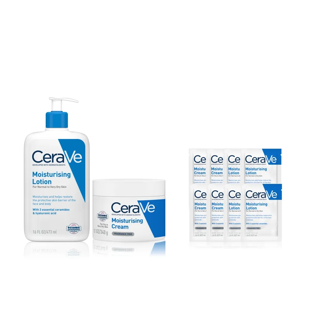 【CeraVe 適樂膚】冠軍常銷組★長效清爽保濕乳473ml +長效潤澤修護霜340g_B(臉部身體乳液)