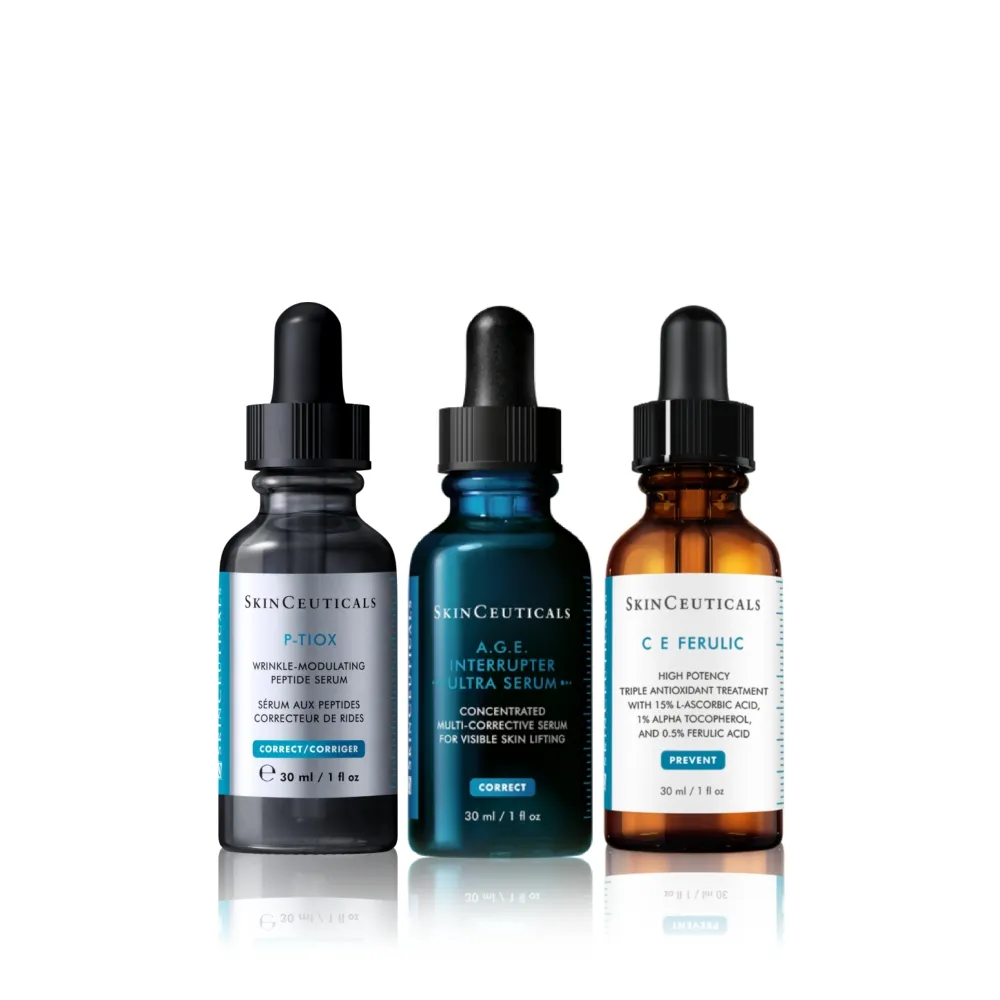 【Skin Ceuticals 修麗可】A.G.E.極效賦活緊緻精華+超濃度CE緊緻修護抗氧化精華+P-TIOX 超胜抗皺極光精華
