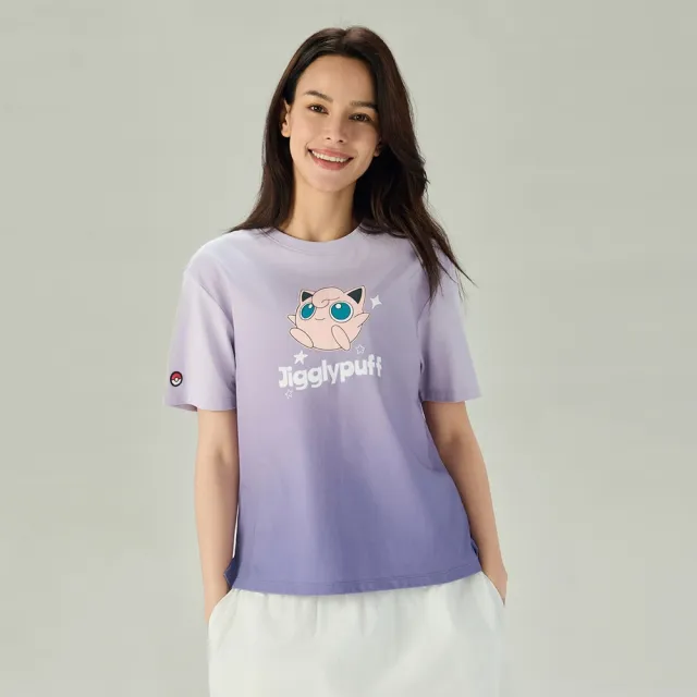 【GIORDANO 佐丹奴】女裝寶可夢印花短袖T恤 Pokemon系列(80 蘭花瓣紫X復古絨紫)