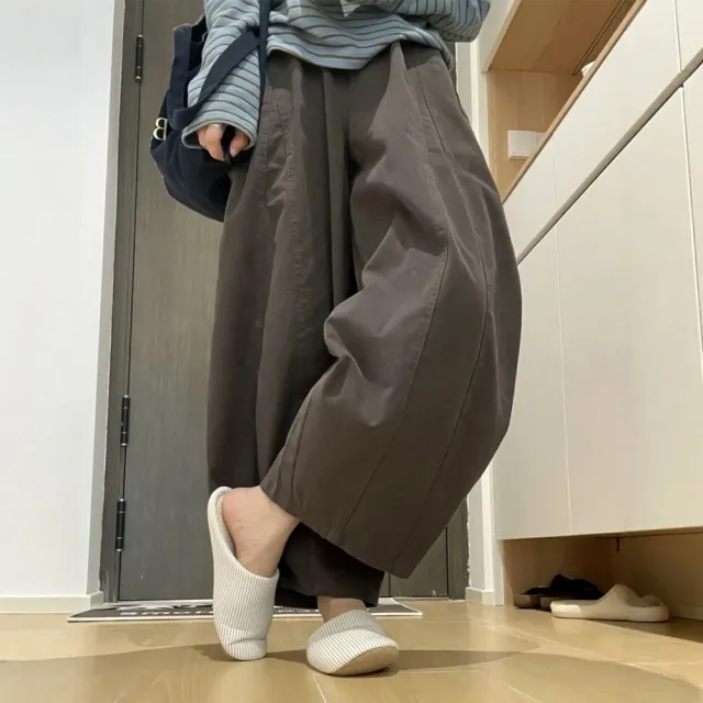 【AKARA】中大尺碼 女裝 秋冬 自由自在超寬版鬆弛風格闊腿寬褲長褲 #barrel leg#akara #barrel pants