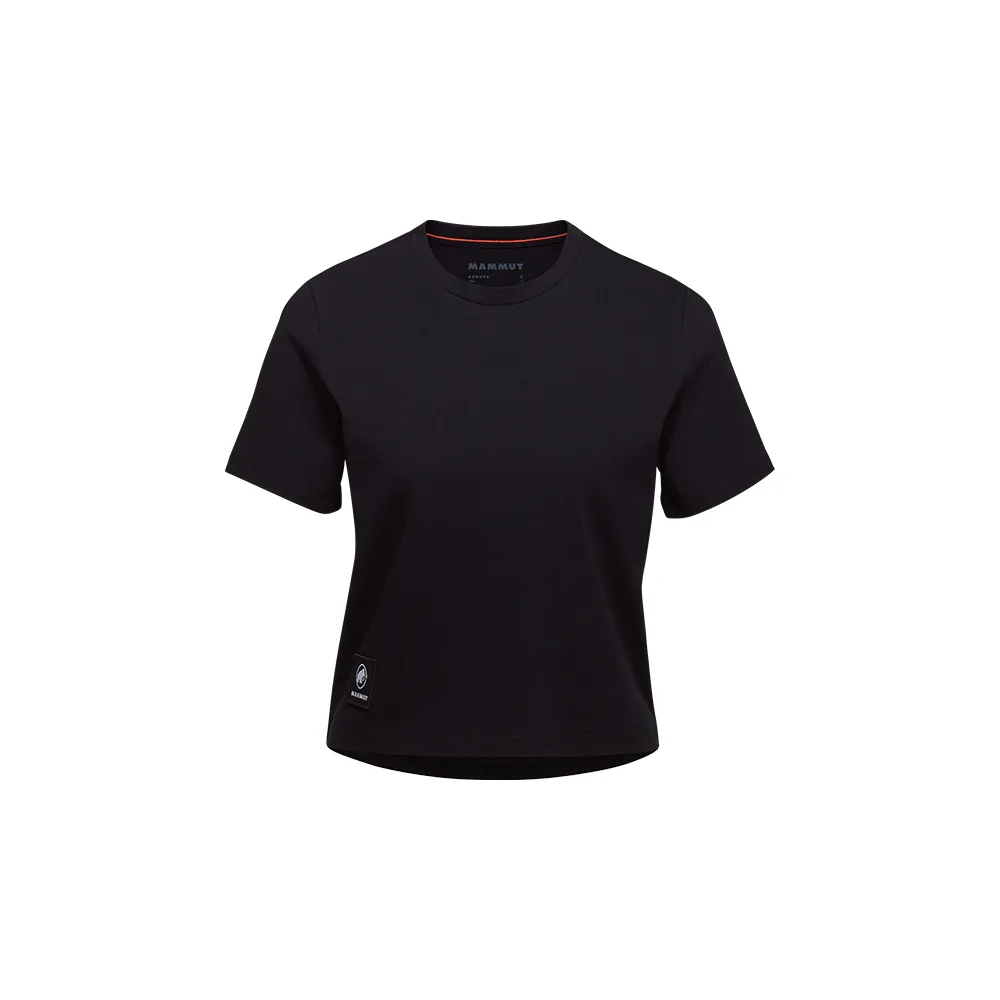 【Mammut 長毛象官方直營】Massone T-Shirt Cropped Women Patch 有機棉短版短袖T恤 黑色 女款 #1017-05180