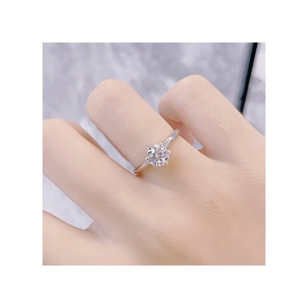 【鉅曜】鉑金 IGI 1克拉 D色VVS2 時尚簡約六爪鑽石戒指 (培育鑽石 鉑金PT950)