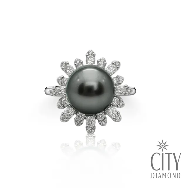 【City Diamond 引雅】網路獨家 日本純銀 南洋珍珠 黑珠 水鑽 可調式 戒指(東京Yuki系列)