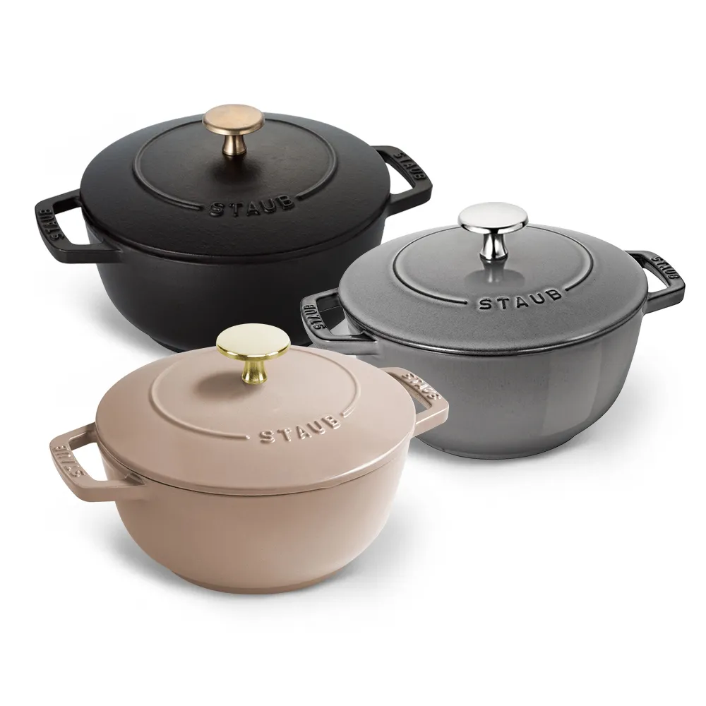 【STAUB】迴力釘點琺瑯鑄鐵鍋和食鍋16cm-顏色任選(德國雙人牌集團官方直營)