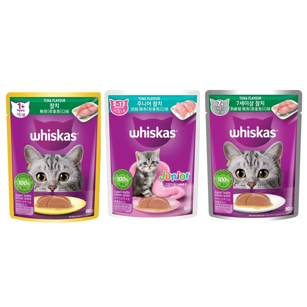 【Whiskas 偉嘉】妙鮮包 80g*24入 寵物/貓罐頭/貓餐包