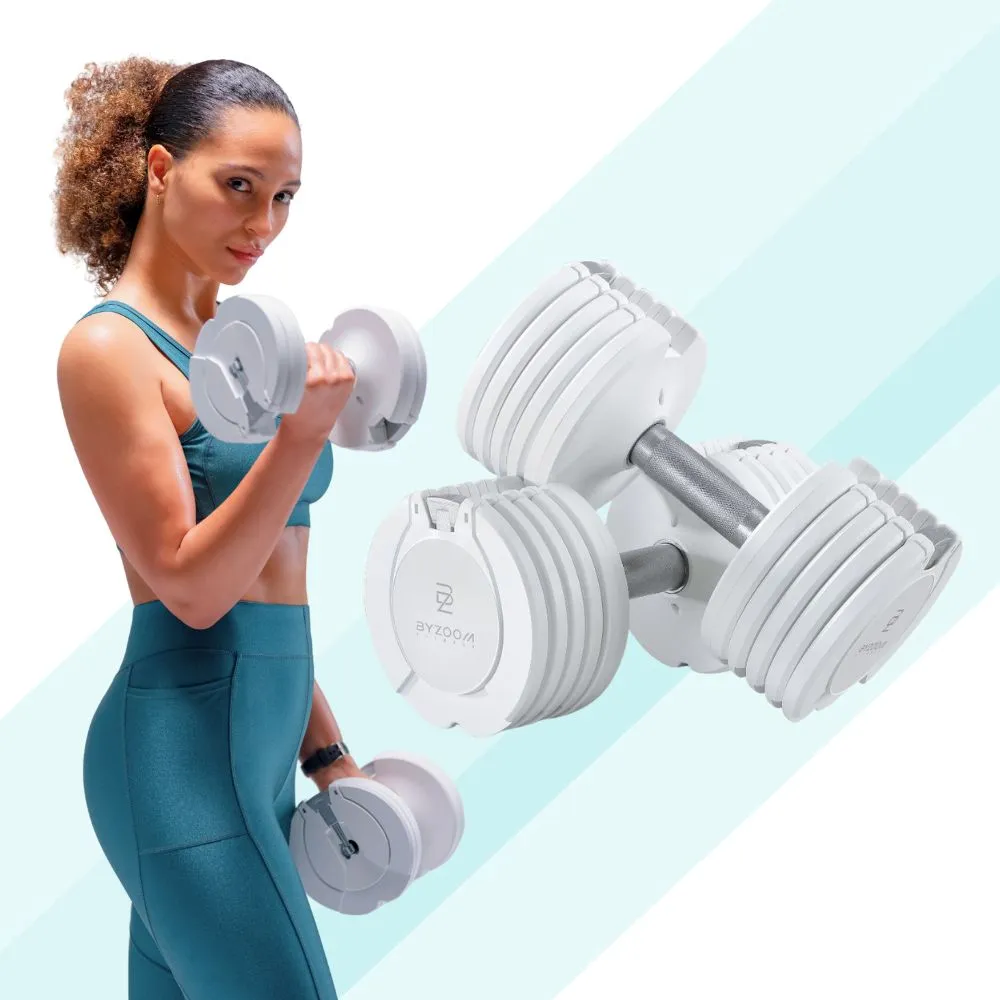 【BYZOOM FITNESS】Pure Series 10kg(22lb) 5段重量可調式啞鈴 白/黑二色 雙入