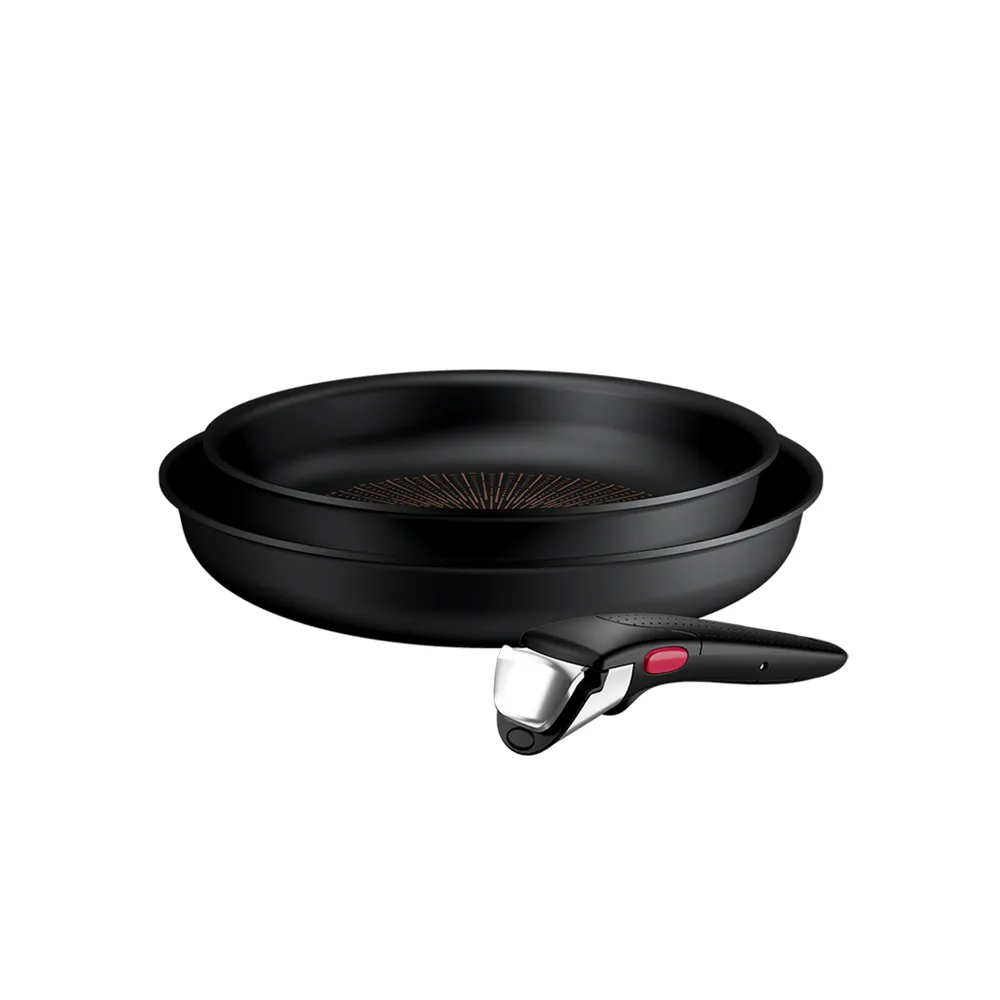 【Tefal 特福】精悍巧變精靈系列不沾鍋3件組-熔岩黑(適用電磁爐)