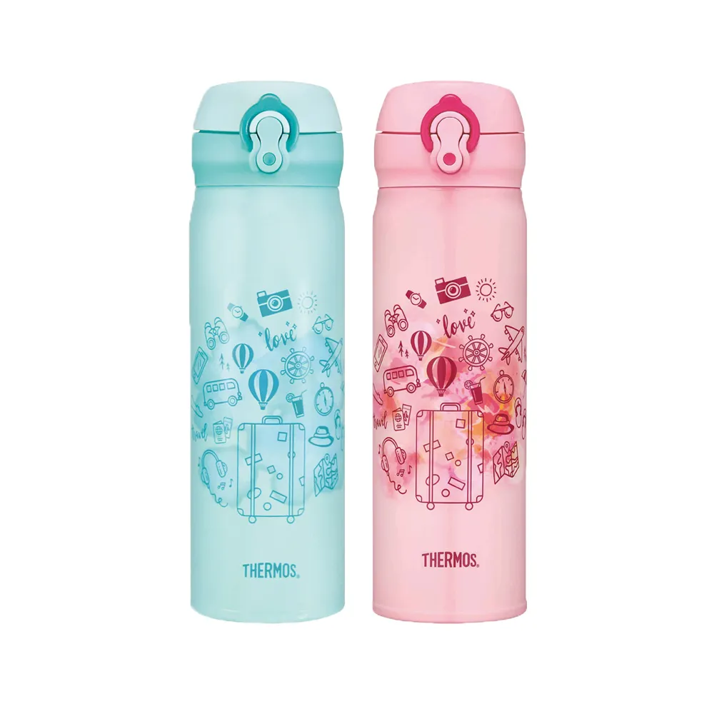 【THERMOS 膳魔師】幻彩旅境不鏽鋼超輕量彈蓋真空保溫杯500ml(JNL-502)