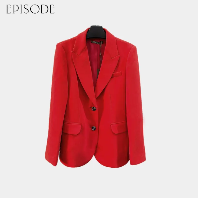 【EPISODE】簡約俐落素色翻領排釦設計長袖西裝外套134005