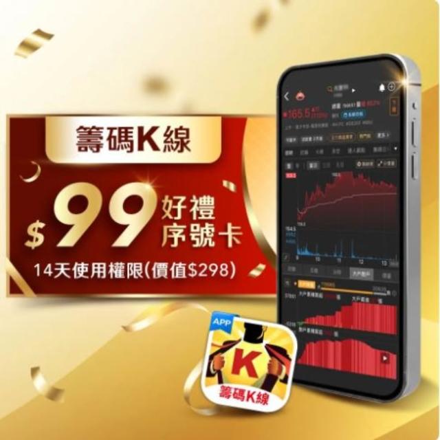籌碼K線APP 14天尊享卡(一人限購2組)