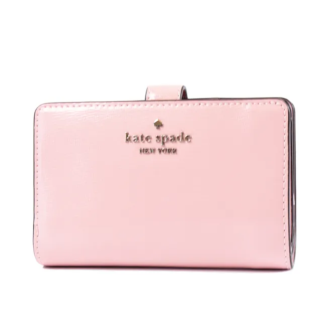 【KATE SPADE】Madison 漆皮紋理雙摺釦式中夾-芭蕾粉