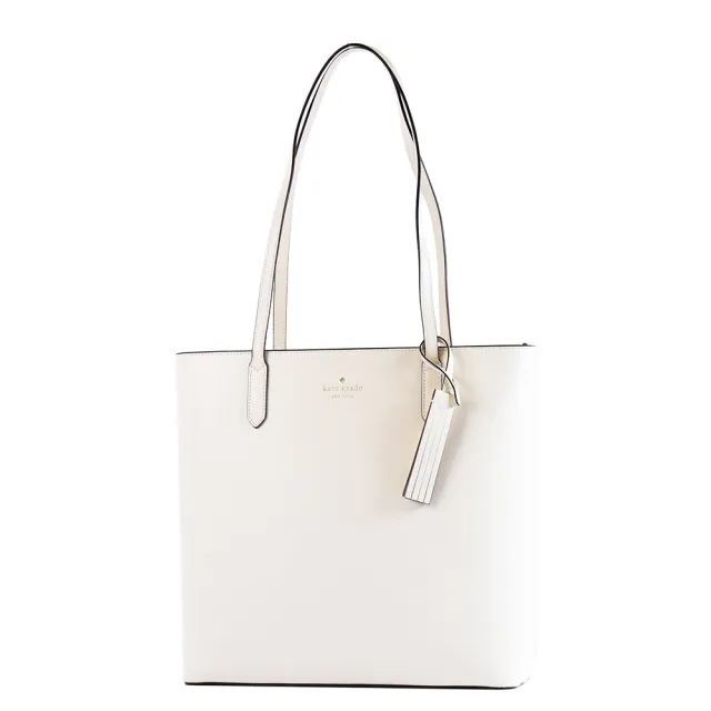【KATE SPADE】Jana 十字紋防刮拉鍊肩背托特包-奶霜白