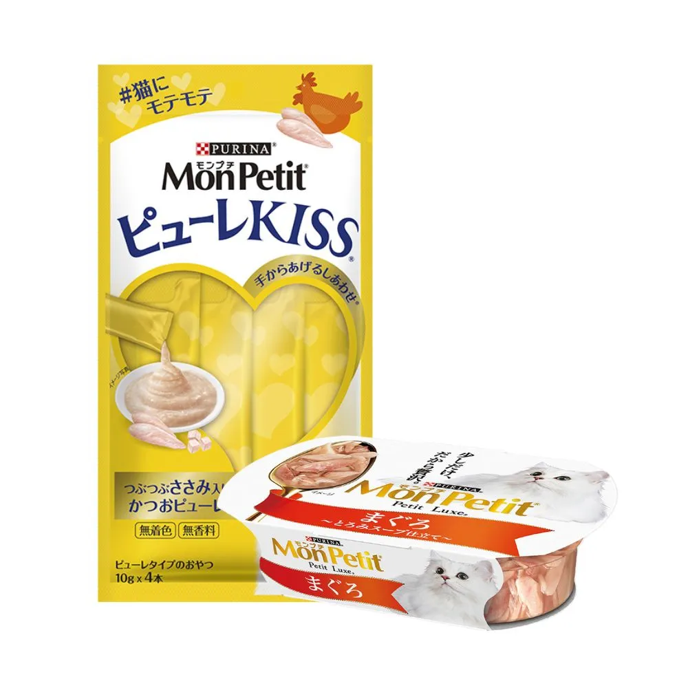 【MonPetit 貓倍麗】挑嘴貓最愛雙享組(餐盒57gx1+肉泥40gx1)
