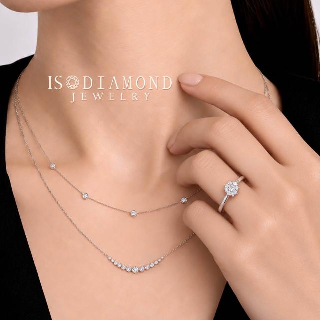 【IS DIAMOND】買一送一 50分 極美D色 滿鑽鑽石項鍊/手鍊/耳環 任選 馬蹄 十字(培育鑽石) 送天然珍珠手鍊