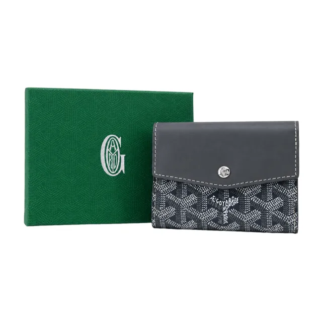 【GOYARD 高雅德】拼接塗料帆布三折短夾(黑棕)