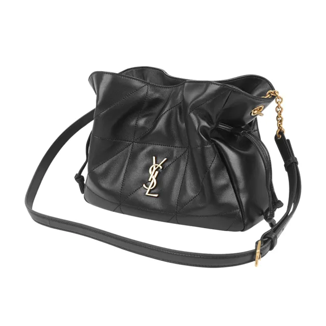 【YSL】Jamie 金字小羊皮抽繩福袋包/斜背包(黑色)