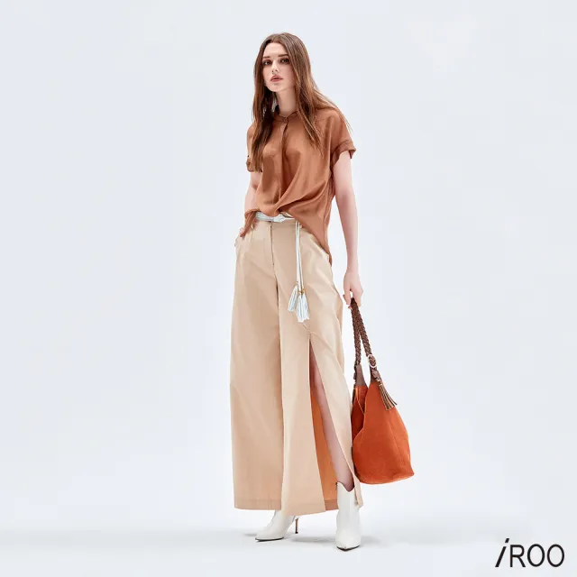 【iROO】摩卡咖色絲棉上衣