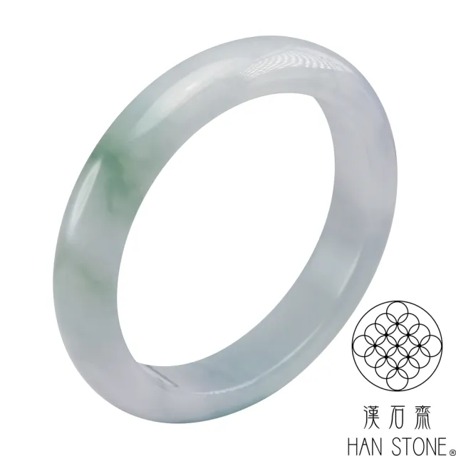 【漢石齋】天然翡翠A貨 手鐲玉鐲 冰糯種春帶彩(手圍17.3/ 版寬12.2mm)