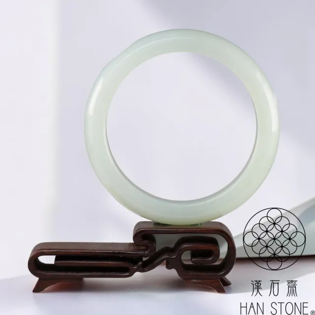 【漢石齋】天然和田玉 寬版手鐲玉鐲 白玉帶皮(手圍18.6/版寬18.8mm)