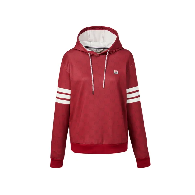 【FILA】女長袖連帽T恤-深紅 5TEA-5715-RD