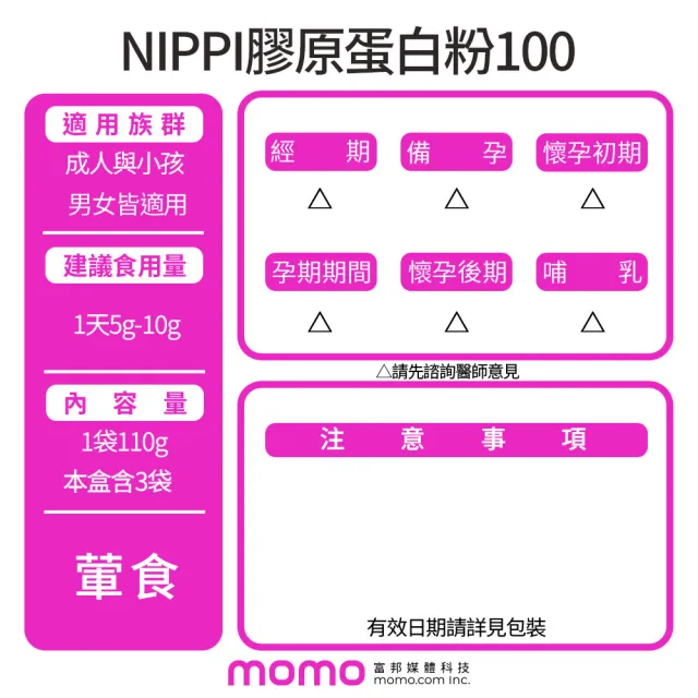 【NIPPI】100% 純膠原蛋白胜110gX15包-5盒組+贈布樂美雙重維C粉2gX60入/2盒