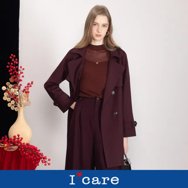 【I’Care 依卡】現貨-經典修身雙排釦風衣外套 - 2色（M-L）｜大衣外套 長大衣 英倫風（710-66307）