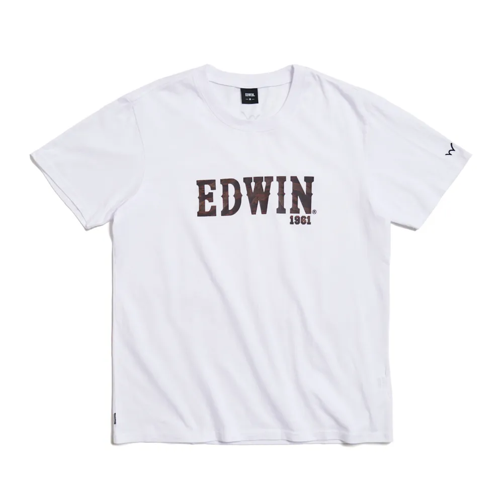 【EDWIN】男裝 溫變迷彩印花短袖T恤(白色)