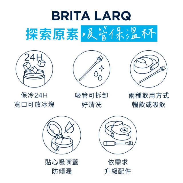 【BRITA】官方直營 LARQ探索原素輕量手提寬口吸管保溫杯680ml