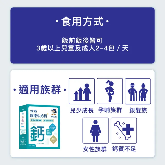 【乖乖生技】乖乖膠原牛奶鈣X1盒 (30包/盒) (2:1 黃金鈣鎂比例)