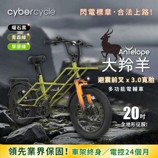 【CyberCycle】Antelope 大羚羊 - 20吋 強動力x前避震 多功能胖胎電輔車(親子車/胖胎車)