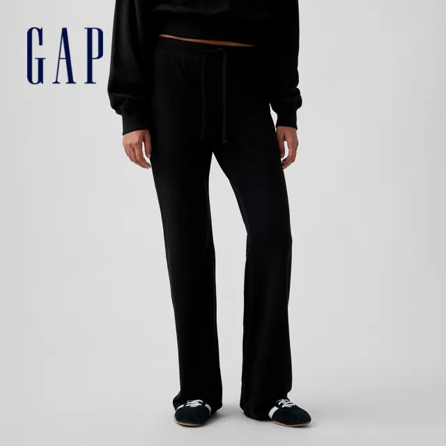 【GAP】VintageSoft毛圈布喇叭運動褲-黑色(915184)