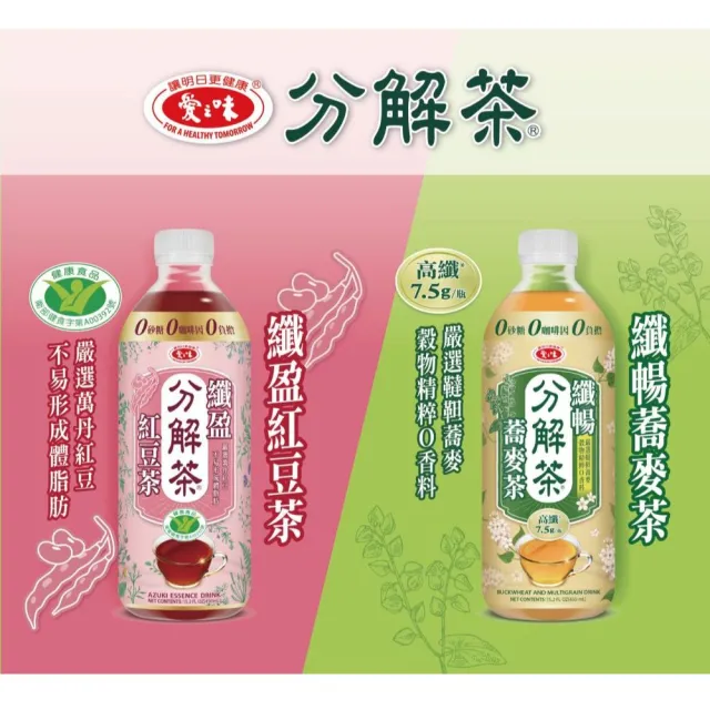 【愛之味】分解茶 纖盈紅豆茶/纖暢蕎麥茶-2款任選(450ml*24入/箱)