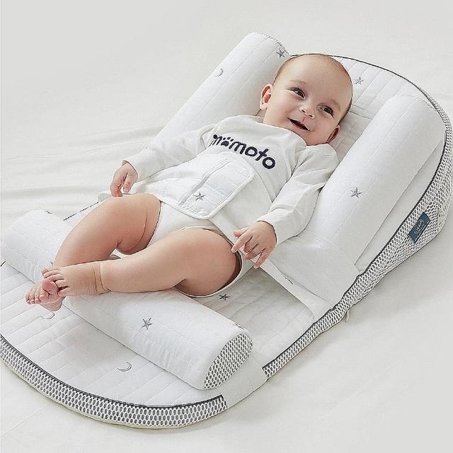 【Mibobebe】多功能寶寶防吐奶斜坡墊 贈蚊帳 床中床 睡窩(餵奶枕 寶寶防溢奶墊 附收納袋)