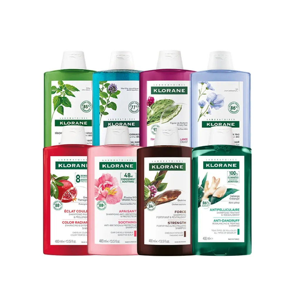 【KLORANE 蔻蘿蘭】植萃洗髮精400ml(養髮/控油/護色/修護/蓬鬆/涼感/全效/舒敏/抗屑/保濕)