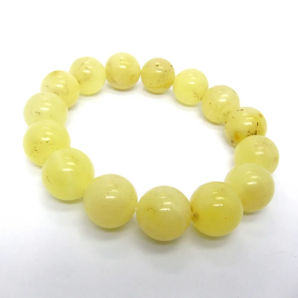【小樂珠寶】頂級白花白金蜜蠟13-13.5mm 琥珀蜜蠟手珠手鍊手串B41(最頂級琥珀蜜蠟專賣店)