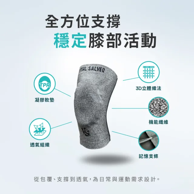 【Vital Salveo 紗比優】運動軟墊支撐護膝 護膝-單支入(凝膠軟墊包覆/支撐保護/舒適透氣/台灣製造)