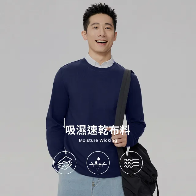 【GIORDANO 佐丹奴】男裝速乾抗皺親膚長袖T恤(多色任選)