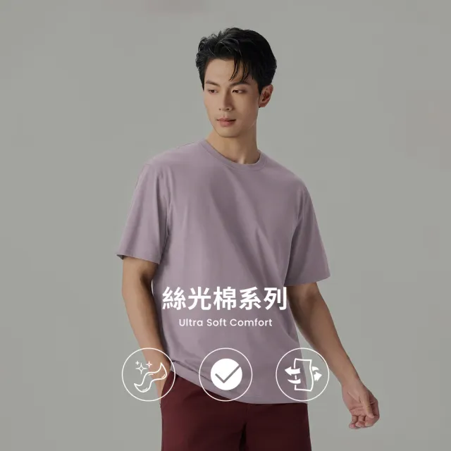 【GIORDANO 佐丹奴】男裝涼感絲光純棉極致柔滑短袖T恤(多色任選)