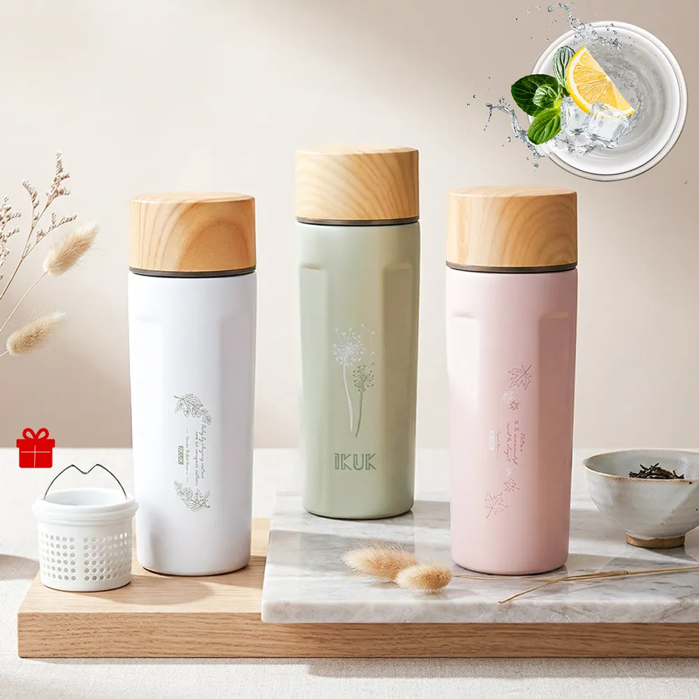 【IKUK 艾可】真陶瓷保溫杯-真瓷濾茶器茗茶保溫保冰杯500ml(陶瓷內蓋/陶瓷咖啡杯/保溫瓶/咖啡保溫杯)