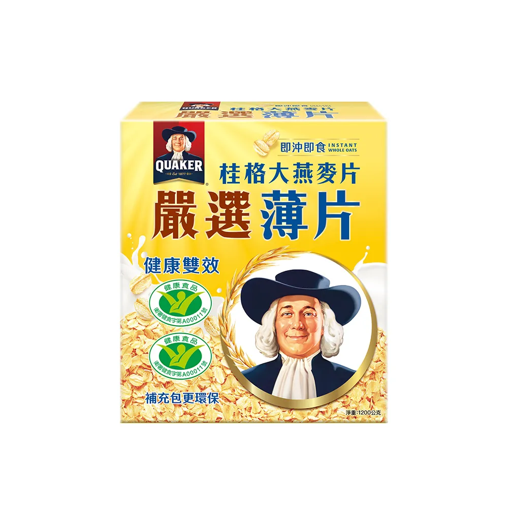 【QUAKER 桂格】嚴選薄片大燕麥片1200gx1盒