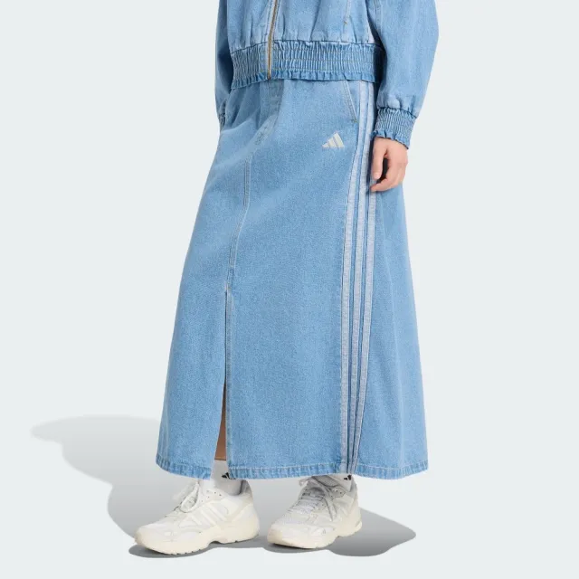 【adidas 愛迪達】長裙 女 運動裙 丹寧 亞規 ST DNM WSH SK 水洗藍 KV0622(L5244)