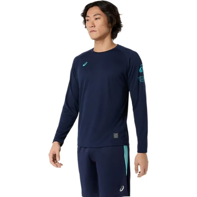 【asics 亞瑟士】長袖上衣 男 女 訓練 慢跑 藍 2033C187-400